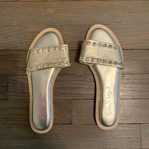 Lilly Pulitzer gold Rachel slide sandals